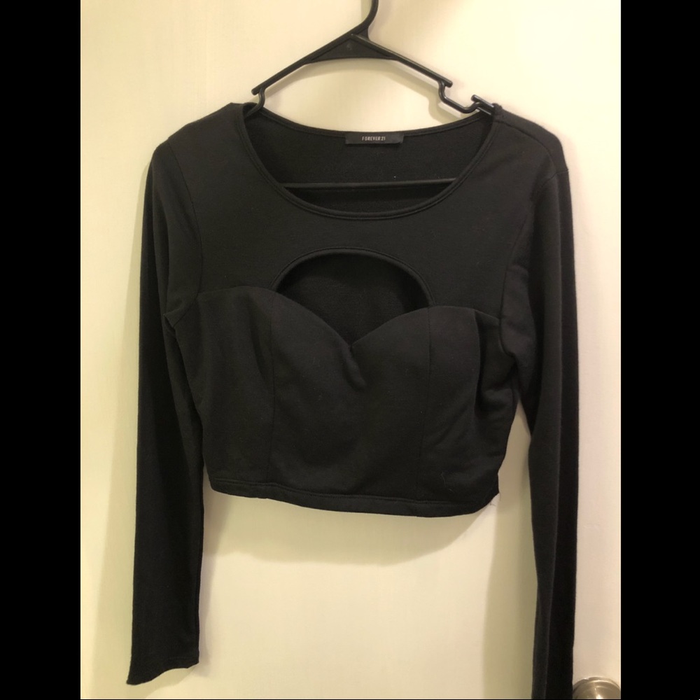 Black Cut Out Crop Top